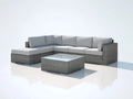 Canapé de jardin - Résine tressée-Tissu - 280 x 220 x 76 cm - Gris clair-Gris chiné - Style moderne