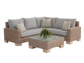 Canapé de jardin - Résine tressée-Tissu - 245 x 245 x 80 cm - Gris clair-Brun naturel - Style contemporain