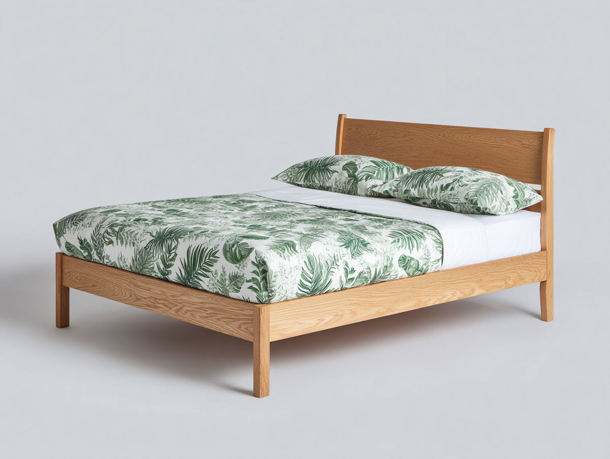 Lit double - Chêne - 220 x 180 x 105 cm - Bois naturel - Style scandinave