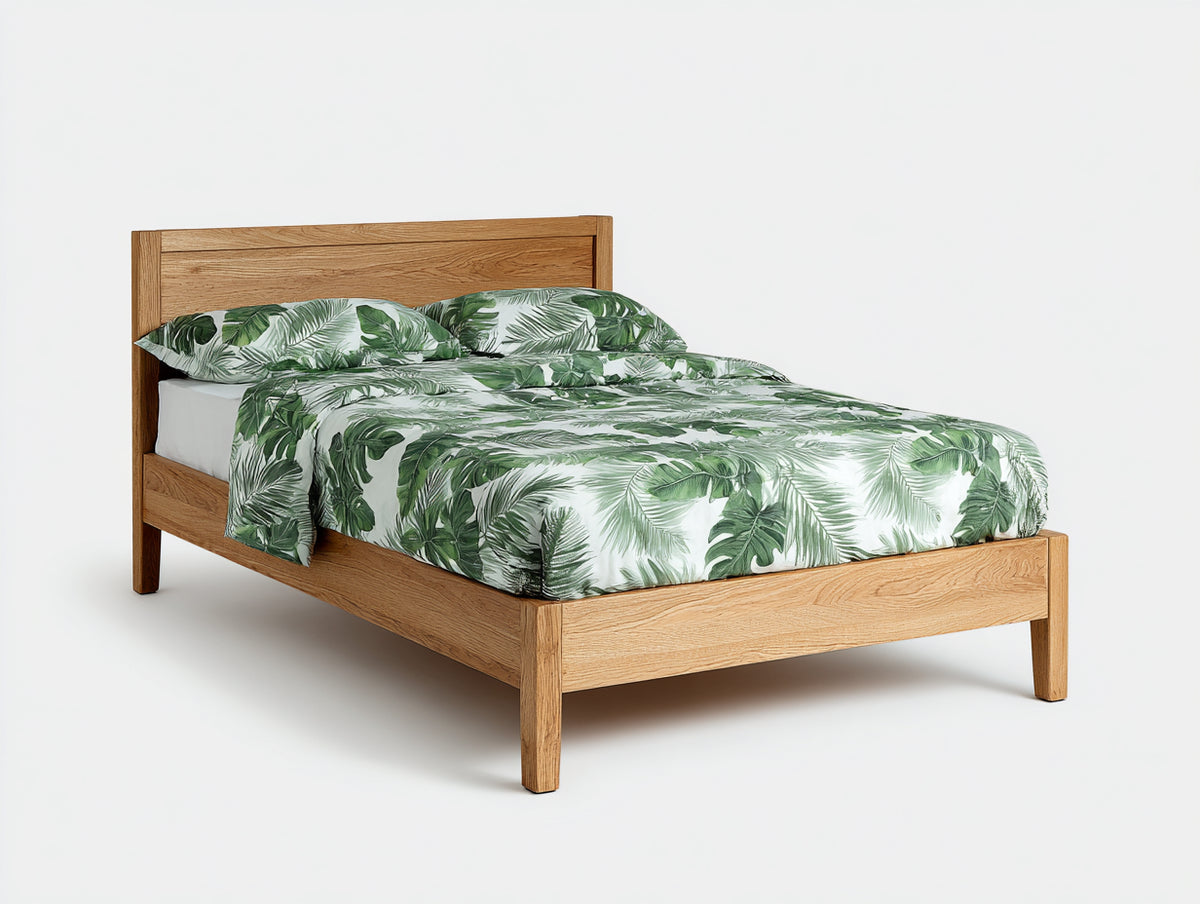 Lit double - Chêne - 220 x 180 x 105 cm - Bois naturel - Style scandinave