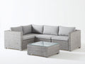 Canapé de jardin - Résine tressée-Tissu - 228 x 168 x 74 cm - Gris clair-Gris chiné - Style moderne