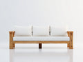 Canapé de jardin - Bois-Tissu - 224 x 90 x 80 cm - Écru-Bois naturel - Style rustique contemporain