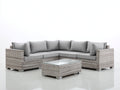 Canapé de jardin - Résine tressée-Tissu - 252 x 252 x 77 cm - Gris clair-Beige grisé - Style contemporain