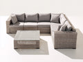 Canapé de jardin - Résine tressée-Tissu - 282 x 226 x 75 cm - Beige clair-Grège - Style contemporain
