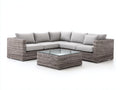 Canapé de jardin - Résine tressée-Tissu - 248 x 248 x 76 cm - Gris clair-Brun grisé - Style contemporain