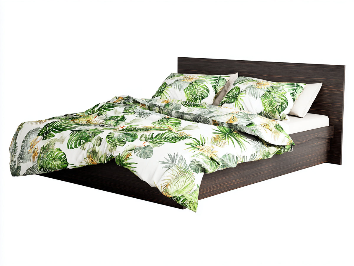 Lit double - Bois - 220 x 180 x 95 cm - Marron foncé - Style moderne minimaliste
