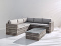 Canapé de jardin - Résine tressée-Tissu - 244 x 244 x 76 cm - Gris clair-Grège - Style contemporain