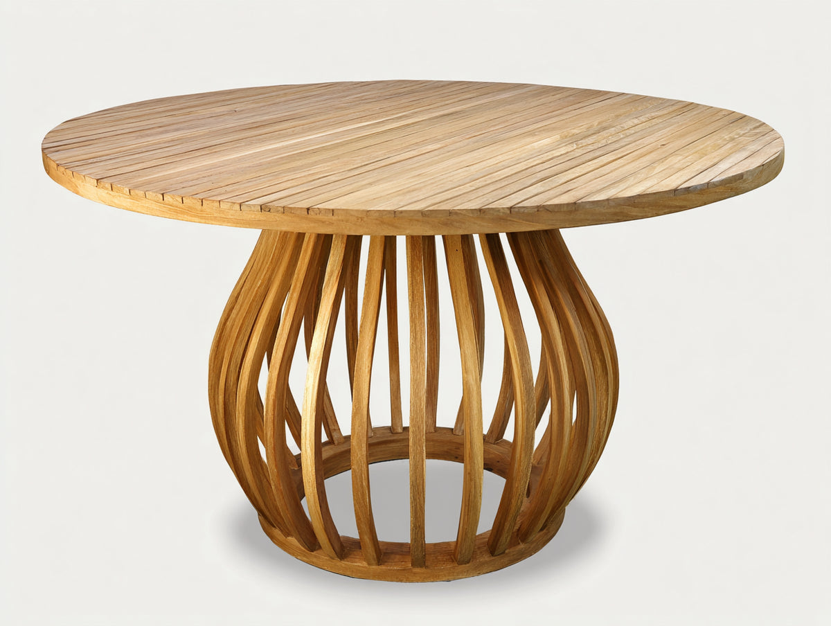 Table de jardin - Teck - 150 x 150 x 75 cm - Naturel - Style contemporain sculptural